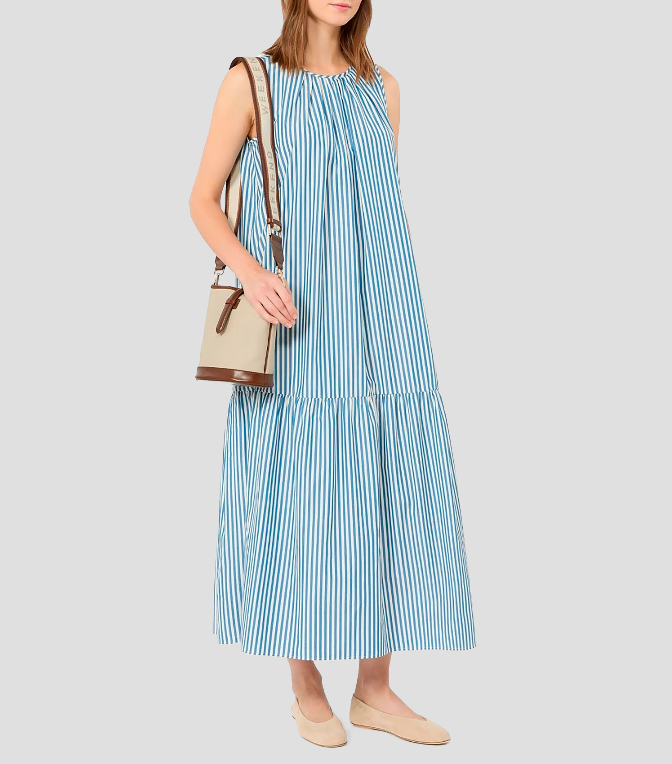 Vestido largo con rayas Mujer